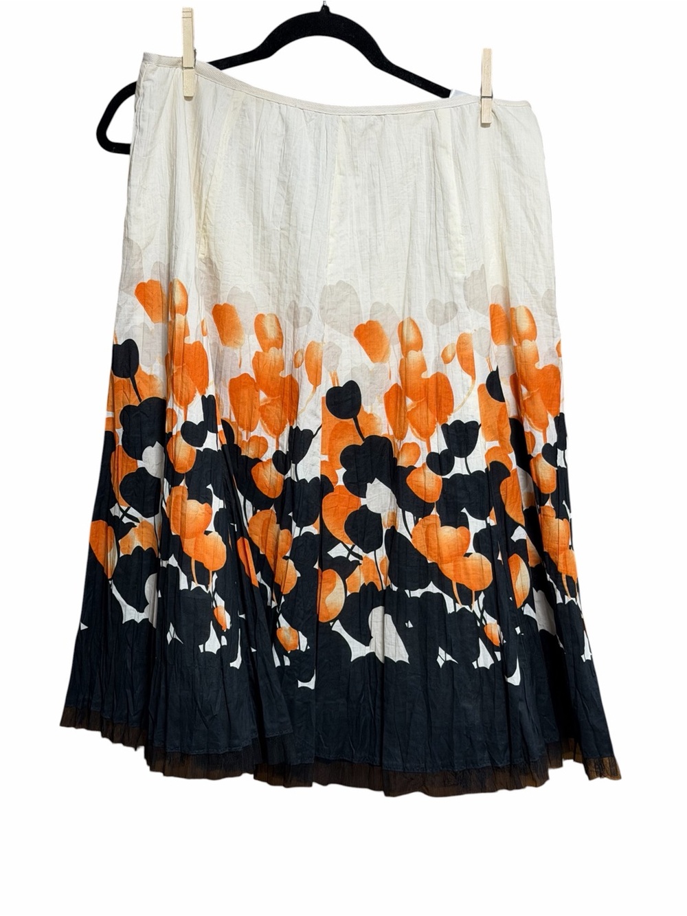 Nygard Collection Floral Midi Skirt Size 12 Orange Black Boho Chic Fairycore